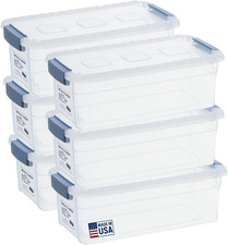 Stackable Clear Plastic Storage Containers with Lids - 6 Pack 6 Quart 