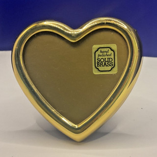 Vintage Solid Brass Love Heart Photo Frame 7.5cm tall VGC