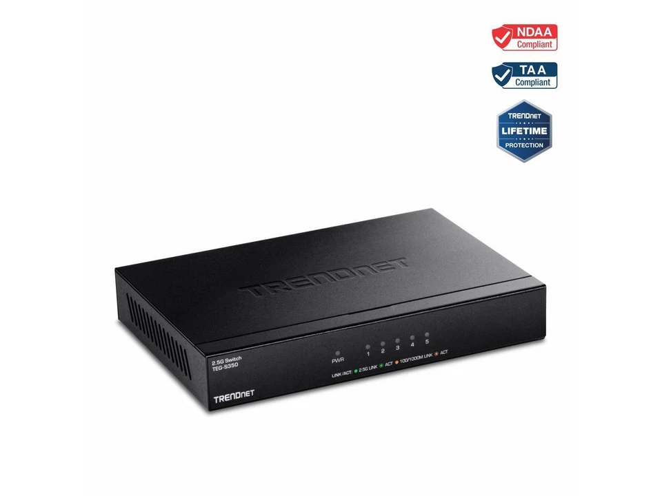 TRENDnet 5-Port Unmanaged 2.5G Gaming Switch, TEG-S350, 5 x 2.5GBase-T Ports, - Image 4 of 4
