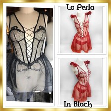 La Perla Marchesa Luxury Silk Eyelet Sheer Babydoll Slip Chemise