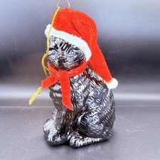 KSA Kurt S Adler Glass Christmas Ornament American Shorthair Cat w/ Hangtag
