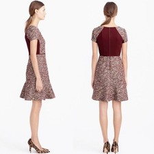 J. Crew Womens Textured Bouclé Tweed Short Sleeve Fit & Flare Dress Size 4