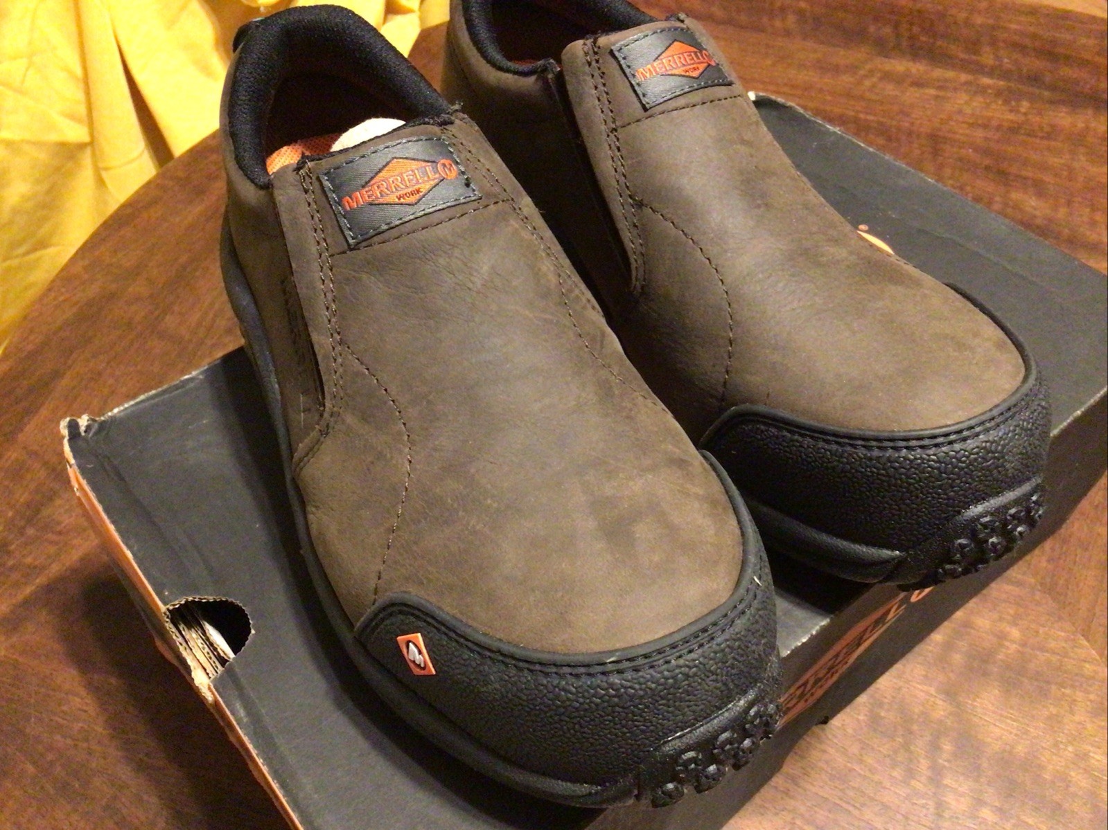 NUOVA scarpa da donna Merrell JUNGLE MOC CT punta di sicurezza marrone taglia US 7M nuova con scatola