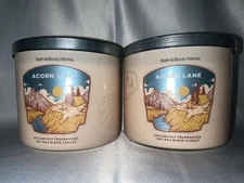 2 Bath & Body Works Acorn Lane  3-wick Candles 14.5 oz