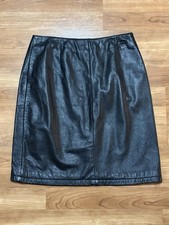 Maxima Wilsons Black Leather Skirt Size 6 Back Slit Straight Biker Grunge FLAW