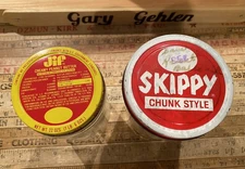 2 Vintage Peanut Butter Glass Jars - 22 oz Jif Creamy & Skippy Chuck Style 