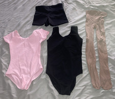 Capezio Gymnastics Dance Ballet Lot Shorts Leotard Tights Girl Medium Black Pink