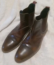 Johnston & Murphy  Brown Italian Leather Ankle Boot  Distressed Size 8M