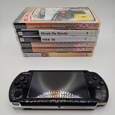 Sony PlayStation Portable PSP-3004 Konsole Schwarz Zustand Gut Fleckig Lesen Gam
