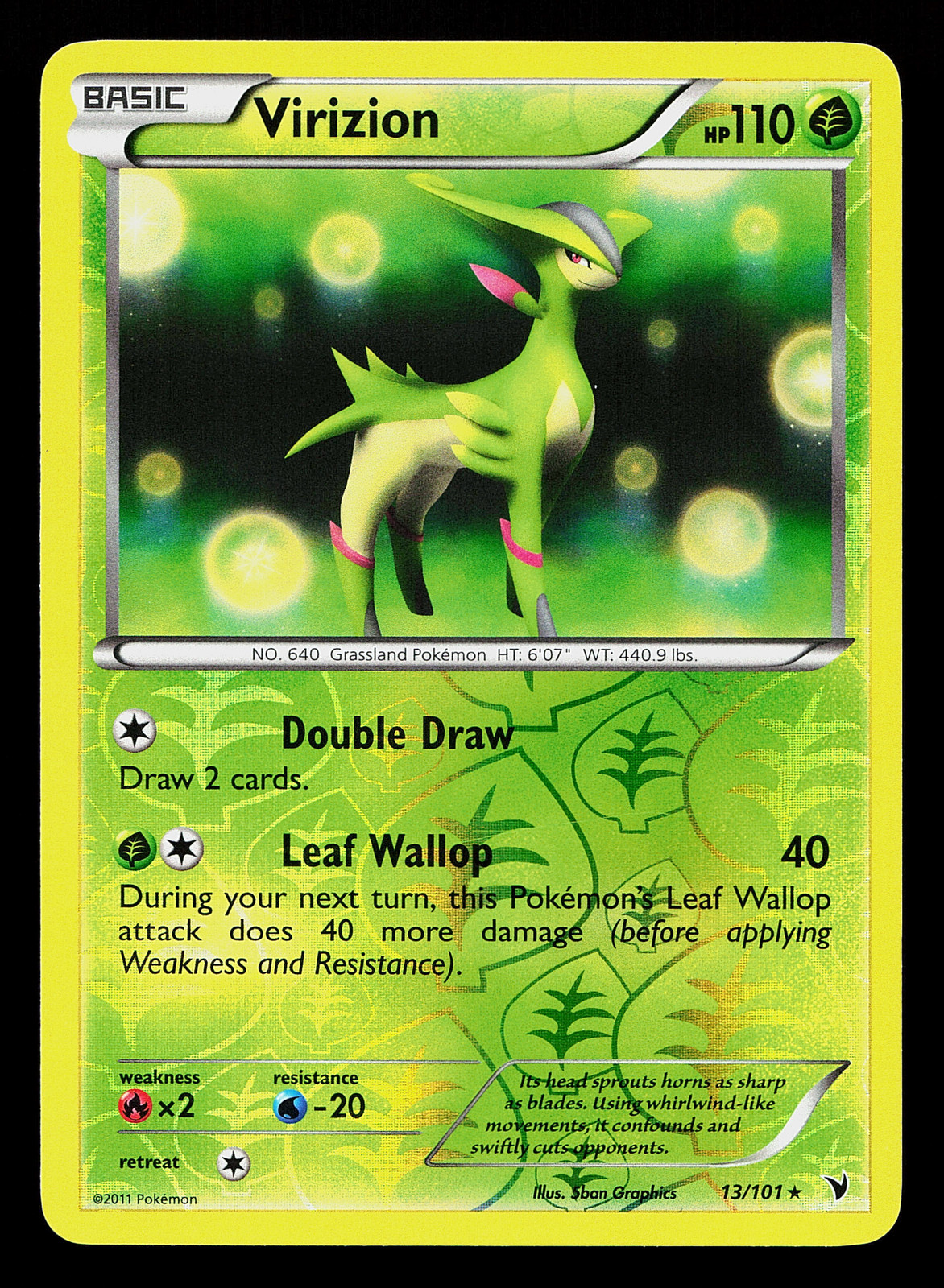 Virizion 13/101 Holo Rare Noble Victories Pokémon Card