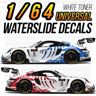 1/64 Scale BUSHI REX PORSCHE White Toner Universal WaterSlide Decals for Hot