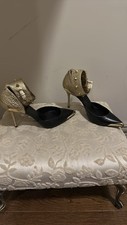ALEXANDER MCQUEEN Scarpa Pelle &Cuoio shiny nappa metal clash black/gold heels