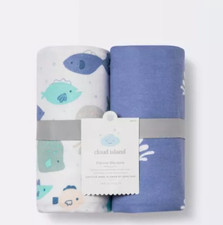 Cloud Island Flannel 2 Pack Flannel Baby Blankets Fish/Blue 47" X 47"