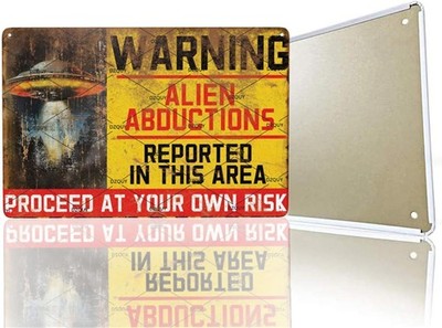 Warning Alien Proceed At Your Own Risk Poster Tin Metal Signs Home Décor 8x12 In