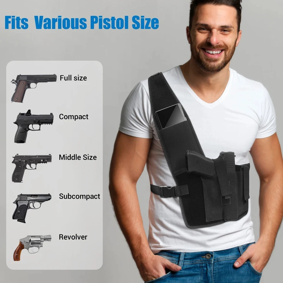 Universal Concealed Carry Shoulder Holster Adjustable Chest Pistol Gun Holder - Image 4 of 4