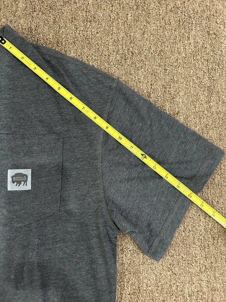 677 Buffalo Outdoors Men’s L 3 Button Henley Short Sleeve T-Shirt Gray - Image 4 of 4