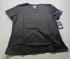 Cherokee Workwear Scrub Top L Black Core Stretch 3 Pockets NWT