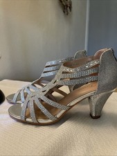 Women's Forever Silver Rhinestone Crystal Formal Heels Size 7.5 Wedding Prom EUC