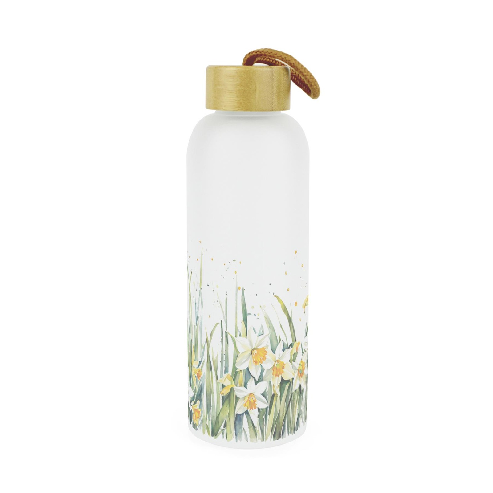 Daffodils Glass Water Bottle - Spring Time Floral Drinkware Gifts/Presents