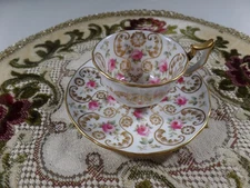 Antique Cauldon Roses & Gold Gilt Cup & Saucer Tiffiny & Co. New York "Small"