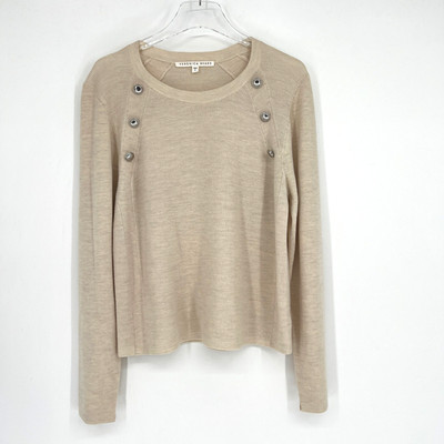 Veronica Beard Sweater Womens XL Wool Cream Pearson Button Heritage Preppy