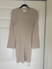Olive & Oak Women's Long Sleeve Sweater Dress  Tan Size Large