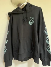Size L - Carhartt WIP Grin Hooded Sweatshirt Black / Spearmint