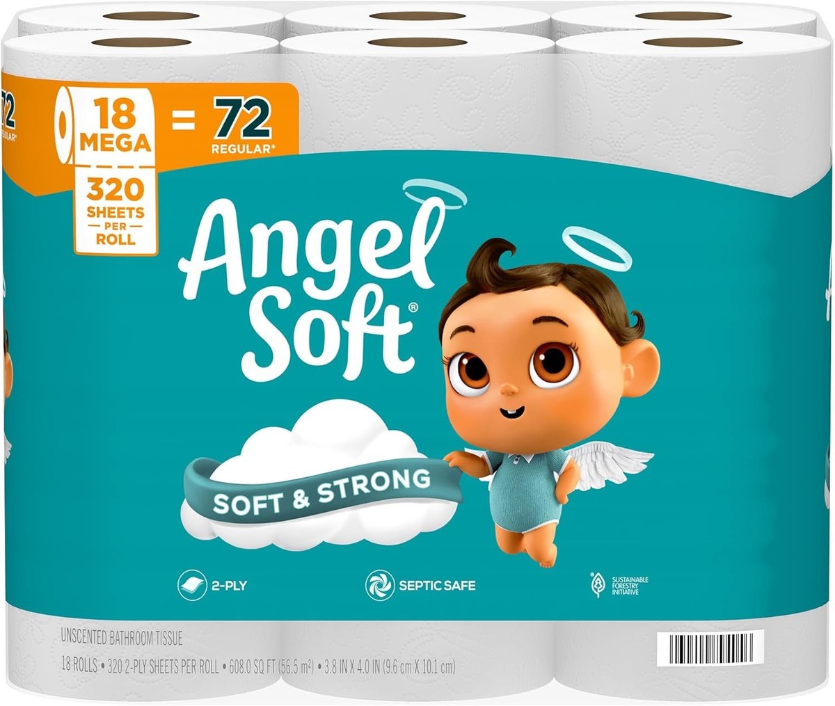 Angel Soft Toilet Paper, 18 Mega Rolls = 72 Regular Rolls, Soft and Strong...