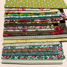 Shades of Green Cotton Fabric Remnants Ranging from 6" to 9" x width of fabric