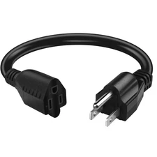 Short Power Extension Cord,16AWG/13A,Outlet Saver, 3 Prong Male Plug to Femal...