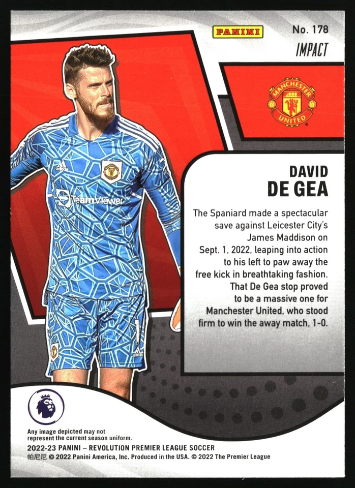 2022-23 Panini Revolution Premier League David De Gea Impact #178 - Image 2 of 2
