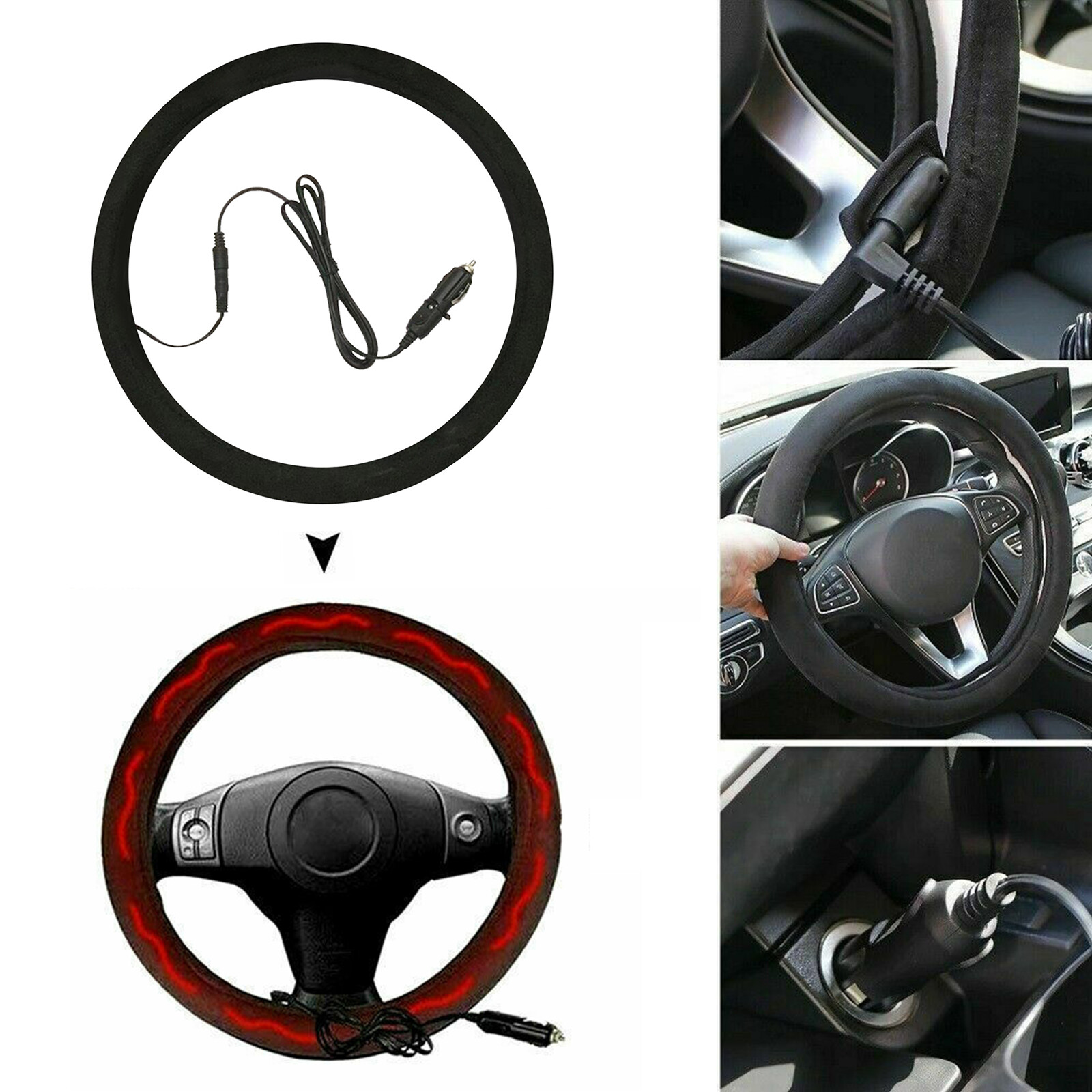 Car Heated Steering Wheel Cover Protector Drive In Warm