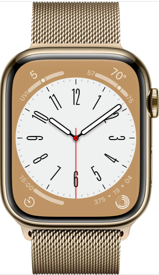 Apple Watch Series 8 45mm Gold Stainless Steel Case with Milanese 