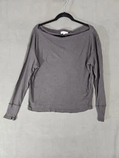Anthropologie Michael Stars Womens Waffle Knit Long John Shirt Gray Small S 