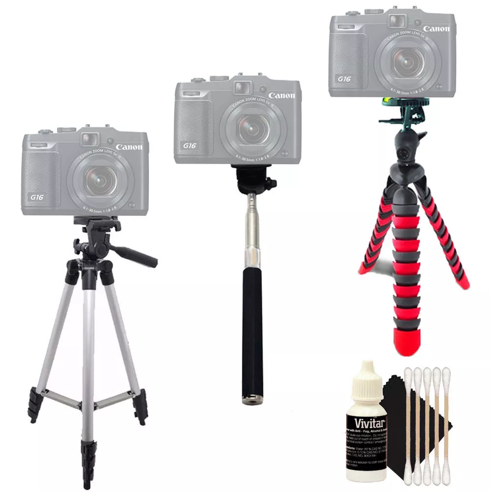 Tall Flexible Tripod + Monopod + Cleaning Kit for Canon PowerShot G5X G3X | eBay