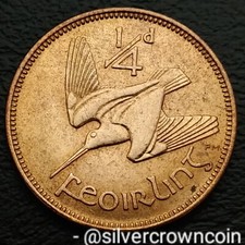 Ireland 🇮🇪 Eire 1/4 Penny Farthing 1953. KM#9. Quarter Cent coin. Woodcock.