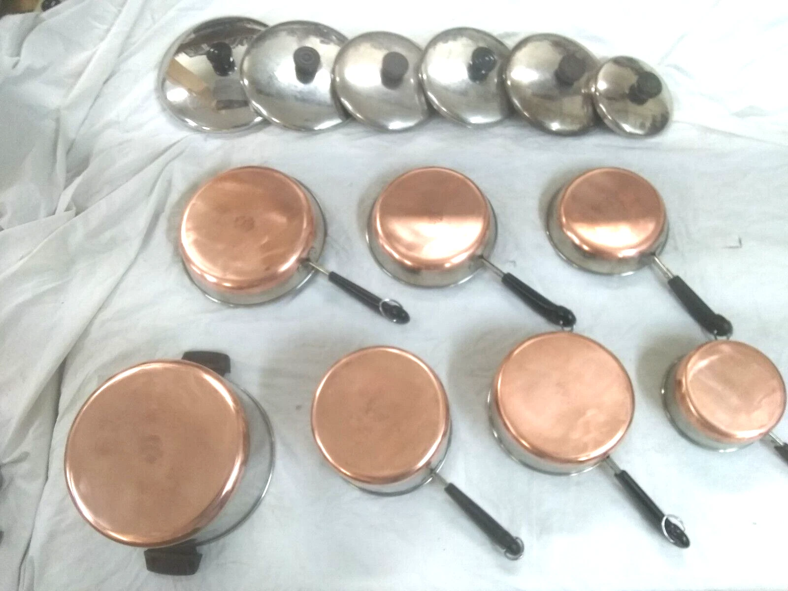 Revere Ware 13 Piece 1801 SS Copper Clad Cookware Sauce Pan Skillet Post 1968 10