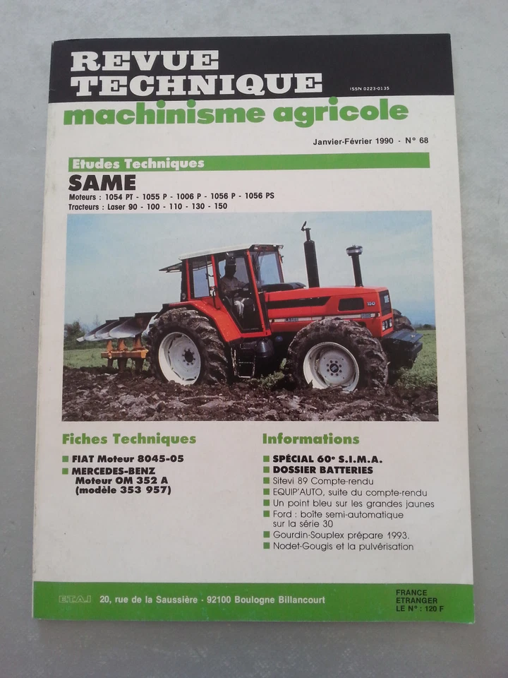 REVUE TECHNIQUE TRACTEUR SAME LASER 90 100 110 130 150 - Photo 1/1