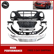 For 2019-2021 Hyundai Santa Fe 12pcs Complete Front Bumper Grills Skid Plate Kit
