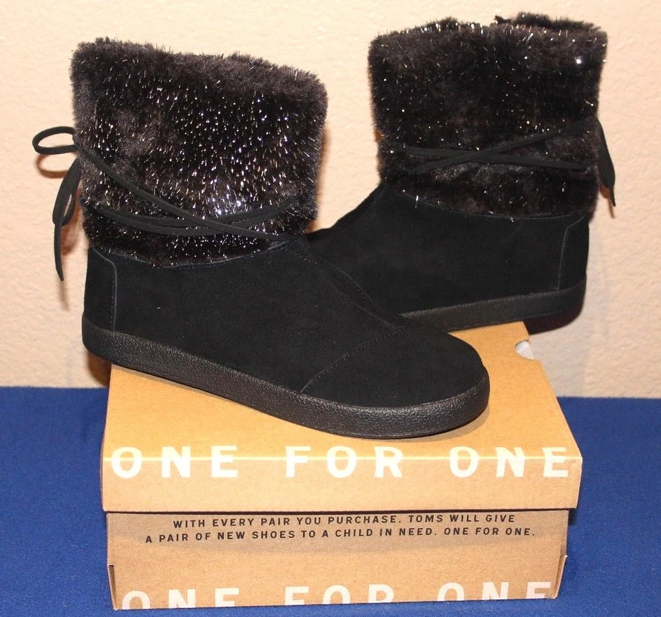 AUTÉNTICOS Botines Toms Nepal Negro Gamuza y Piel Sintética Metálica JUVENTUD 5.5 NUEVOS EN CAJA Foto 3 de 3