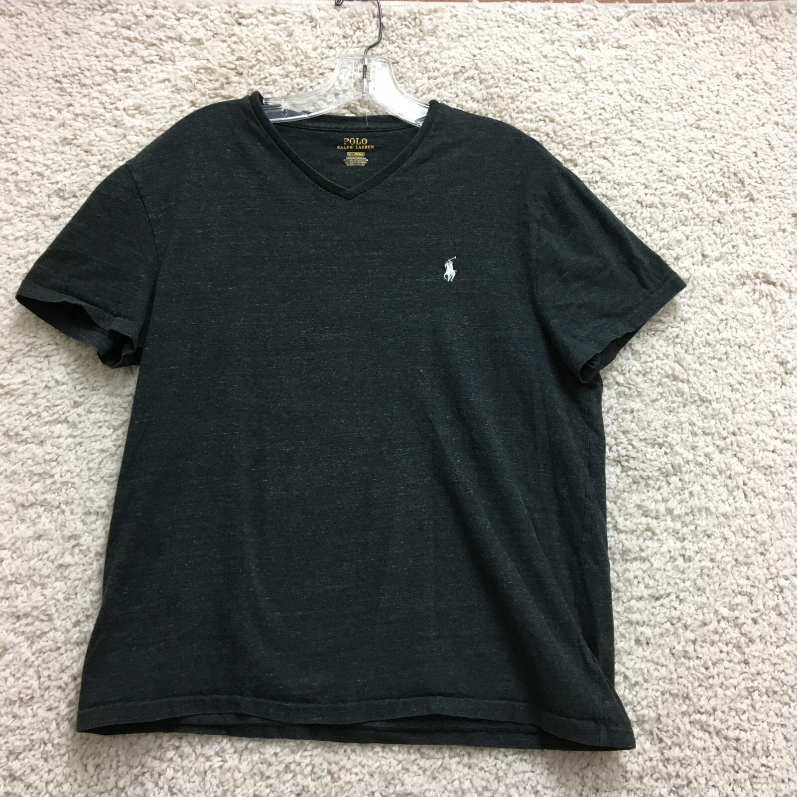 Polo Ralph Lauren Top Shirt Medium Adult Gray V Neck Short Sleeve Pony Womens M