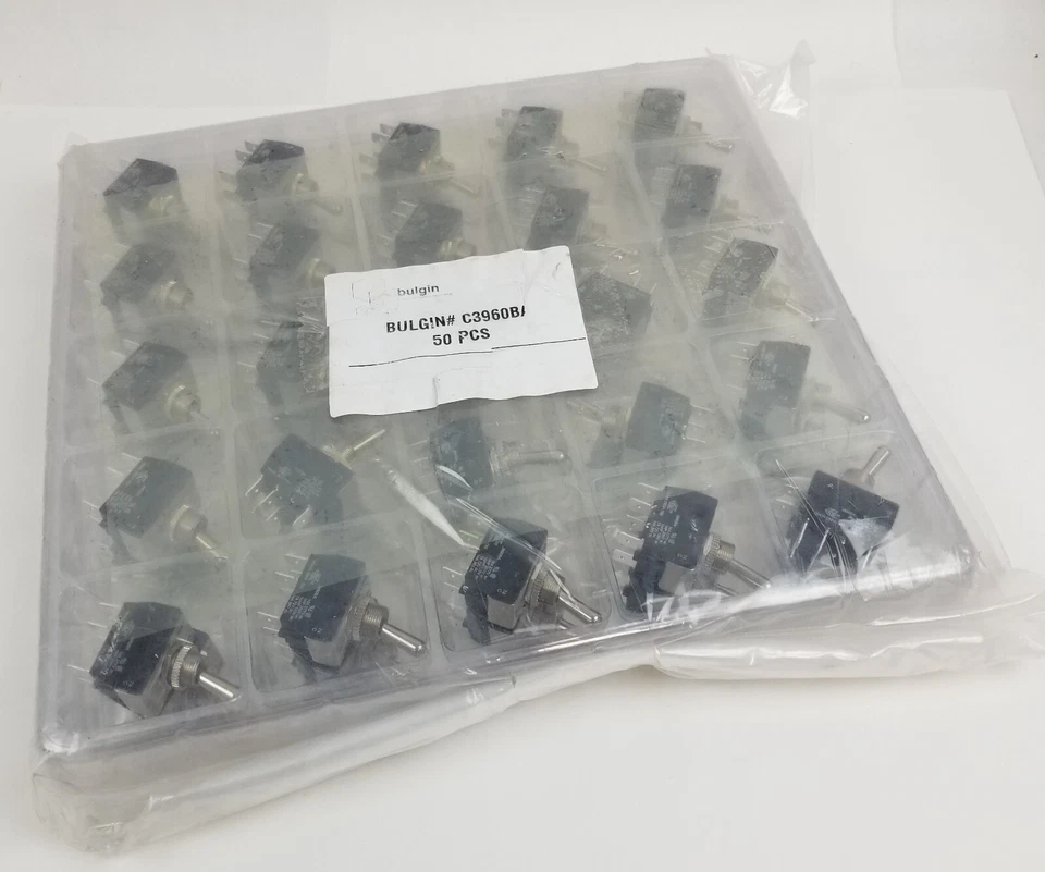 50pc Bulgin C3960BA Toggle Switch DPDT 10A 250Vac ON-ON Bat Handle IP67 NEW - Image 2 of 4