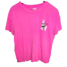 Old Navy The Easy Tee No Drama Llama Graphic Crew Neck Short Sleeve Top Pink M
