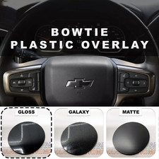 Gloss Black Steering Wheel Bowtie Overlay Chevy Silverado 2014-2026 Not Vinyl