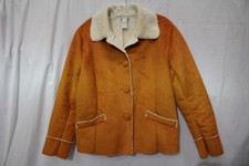NWT CHICO'S Brunt Orange FauxSuede Leather Womens Button Down Blazer Sz 0-B101
