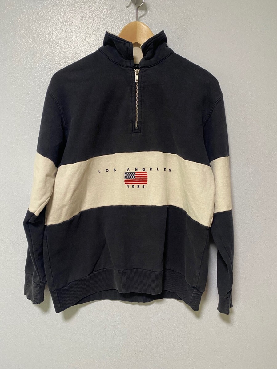 VTG John Galt pullover Mens M sweater 1984 California stripe Navy