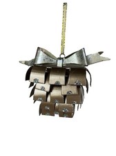 Pine Cone Christmas Ornament Gold Tone Metal Light Weight Sparkles 3" High