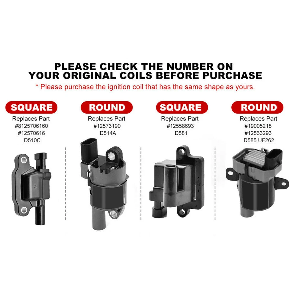 Bobina de encendido genuina 8 piezas D510C para Chevrolet UF413 12570616 BSC1511 12611424 Foto 3 de 4