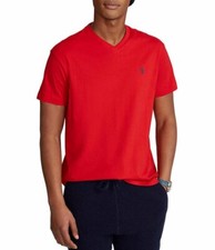 Polo Ralph Lauren men's Classic V Neck T- Shirt - Small - Red with pony logo