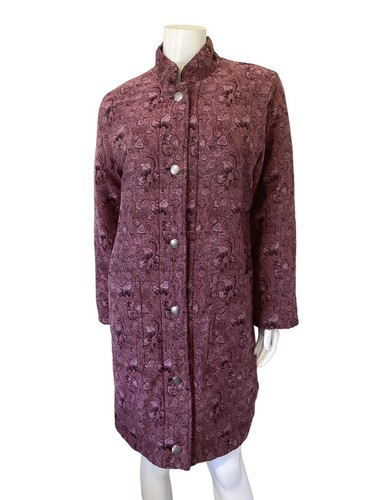 Carol Cohen Coat Size Medium Quilted Reversible Pink Burgundy Black - Picture 2 of 16